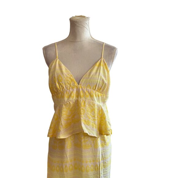 Future Collective Babydoll Yellow Maxi Dress Adjustable Straps & Ruffle Details - Picture 3 of 12
